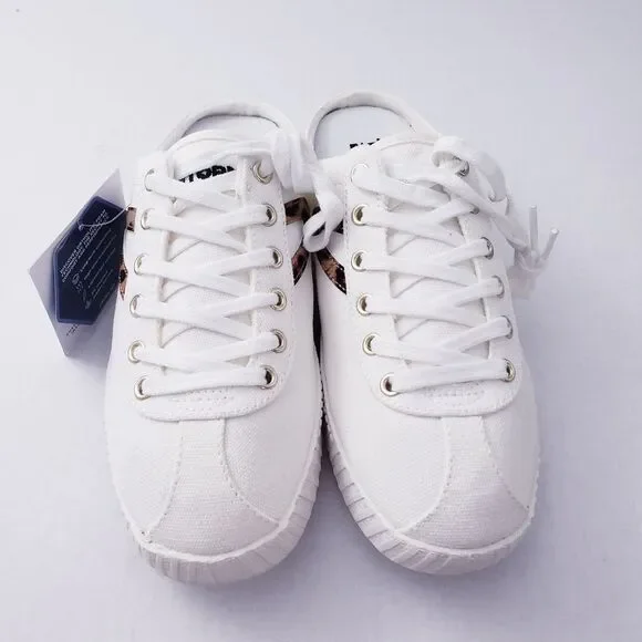 💥SOLD💥Tretorn Easy Nylite Canvas Lace Up Slip On Sneakers Mule Leopard Size 7 - Picture 3 of 11